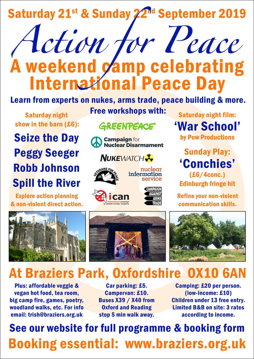 BraziersPark's tweet photo. Action for Peace is coming up soon! Learn from prominent speakers, join workshops/activities, kid's space, good food . Mostly free! https://t.co/tqbzUgy2ob https://t.co/EQ7Tm85od1