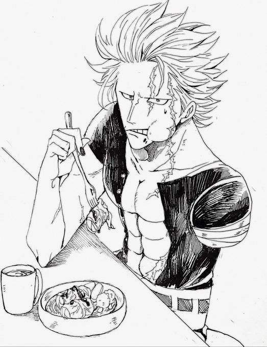 「キッド、肘をついて食事をするなと言ってるだろう」
『あー‥わぁったよ(母ちゃんかっての)』
的な食事風景 