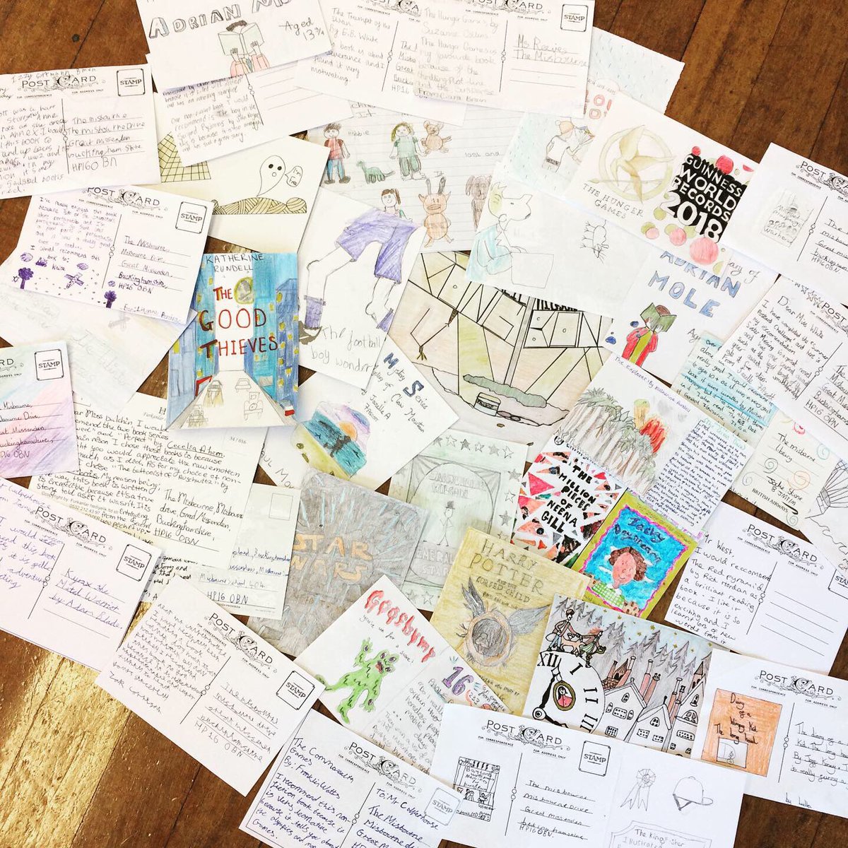miz_library's tweet photo. Just a few examples of our Summer Reading Postcard Challenge. Year 7 and 8 have been busy! These postcards will be delivered to staff... Although I may have to keep some of these beauties for a display in the library.
#caughtreading #summerreading2019 #BackToSchool https://t.co/cRJOlHCyB2