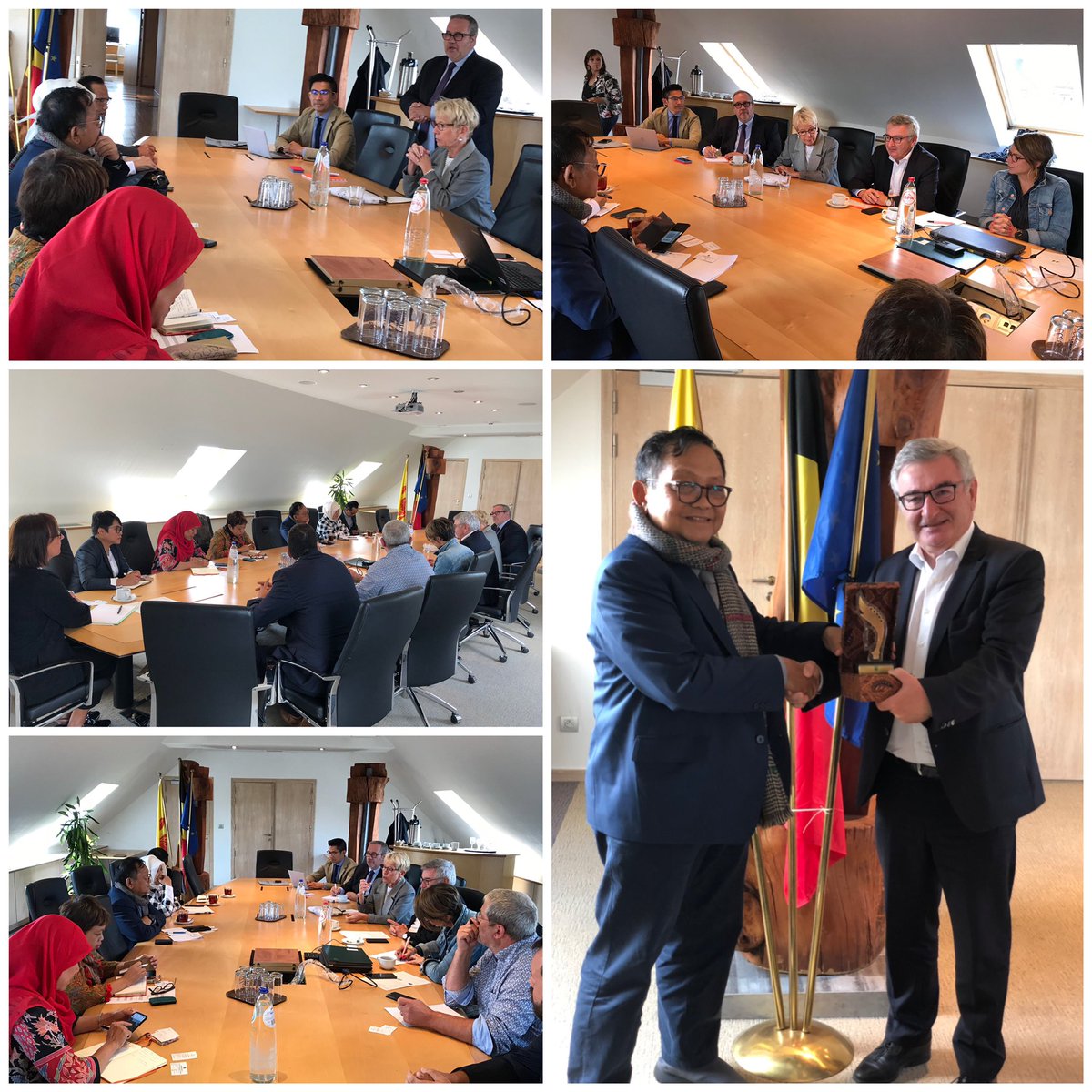 Good practice learning visit #Wallonia from the Food Security &amp; Livestock Service Dpt of West-Java Province #Indonesia in the framework of the MoU bilateral cooperation. Courtesy call w/ the Walloon Minister of Agriculture, Mr. René Collin w/ discussion on the BBB. #AWEX 🇲🇨🇧🇪🐂🤝