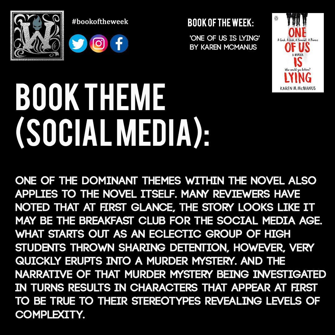 We all know how important themes are in any book. But what's the theme in our #bookoftheweek ?

Well we felt one of the key themes was: Social Media!  🧐🗣️👀📚