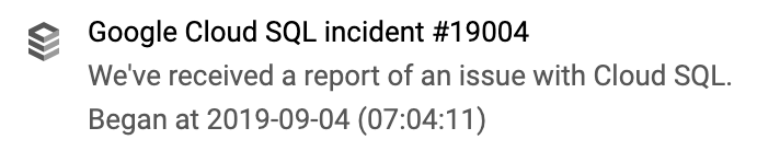 pzfreo's tweet photo. For those who saw my #demofailure on last night's #cellery webinar, it seems the cause was most likely an authentication issue caused by problems with Google Cloud SQL.
#cellery #kubernetes #livedemo #fail @s_rajan_sinthu @afkham_azeez
https://t.co/N3NgrqI1uY https://t.co/QTuqrdzJ7Q