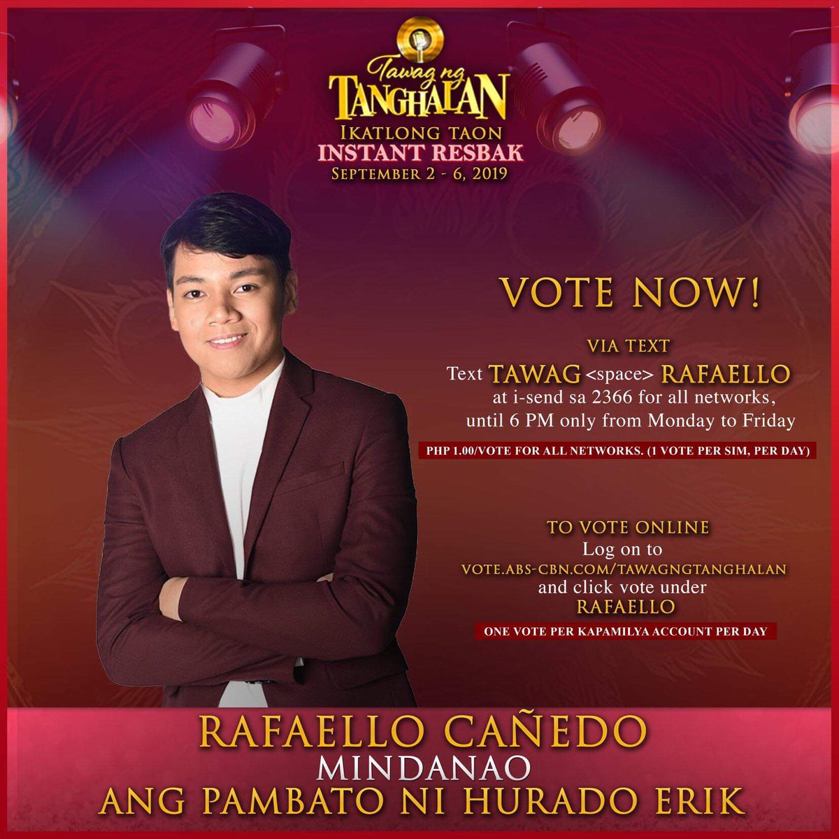 addueasec's tweet photo. Hi Tigers! Don't forget to watch and support by text voting and/or online voting for our fellow Tiger, Rafaello! @rafaelleaux
#FlauntYourStripes
#TNTInstantResbakWeek π―π§‘ https://t.co/uZmrsyodp7