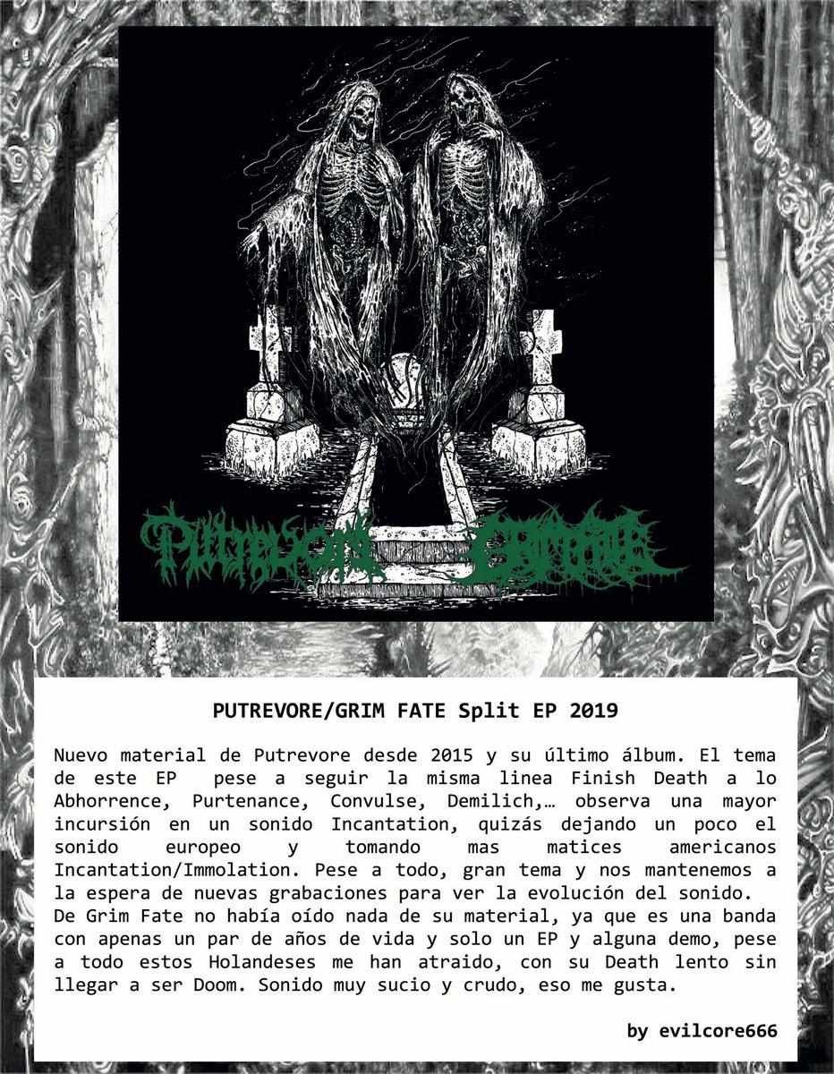seedofdoom.bandcamp.com/album/putrevor…
#deathmetal #Putrevore #Grimfate <a href="/XtreemMusic666/">Xtreem Music</a> <a href="/subterraneoweb/">Subterráneo Webzine</a> <a href="/ReviewsRock2/">Head-Banger Reviews</a> @BlessedAltarZine <a href="/DarkDescentRec/">Dark Descent Records</a> <a href="/ritosdemuerte/">RitosDeMuerteRadio</a> <a href="/BloodHarvestRec/">Blood Harvest Records</a> <a href="/GhostCultMag/">Ghost Cult Magazine</a> <a href="/DMTMPromo/">Death & Thrash Metal Promotion</a> <a href="/OsmoseProd/">Osmose Productions</a> <a href="/Antichristmag/">Antichrist Metalzine</a> <a href="/dbmagazine/">Decibel Magazine</a> <a href="/SepulchralVZine/">Sepulchral Voice Zine</a> <a href="/Elegy_Records/">Elegy Records</a> <a href="/NWNProductions/">NWN</a>