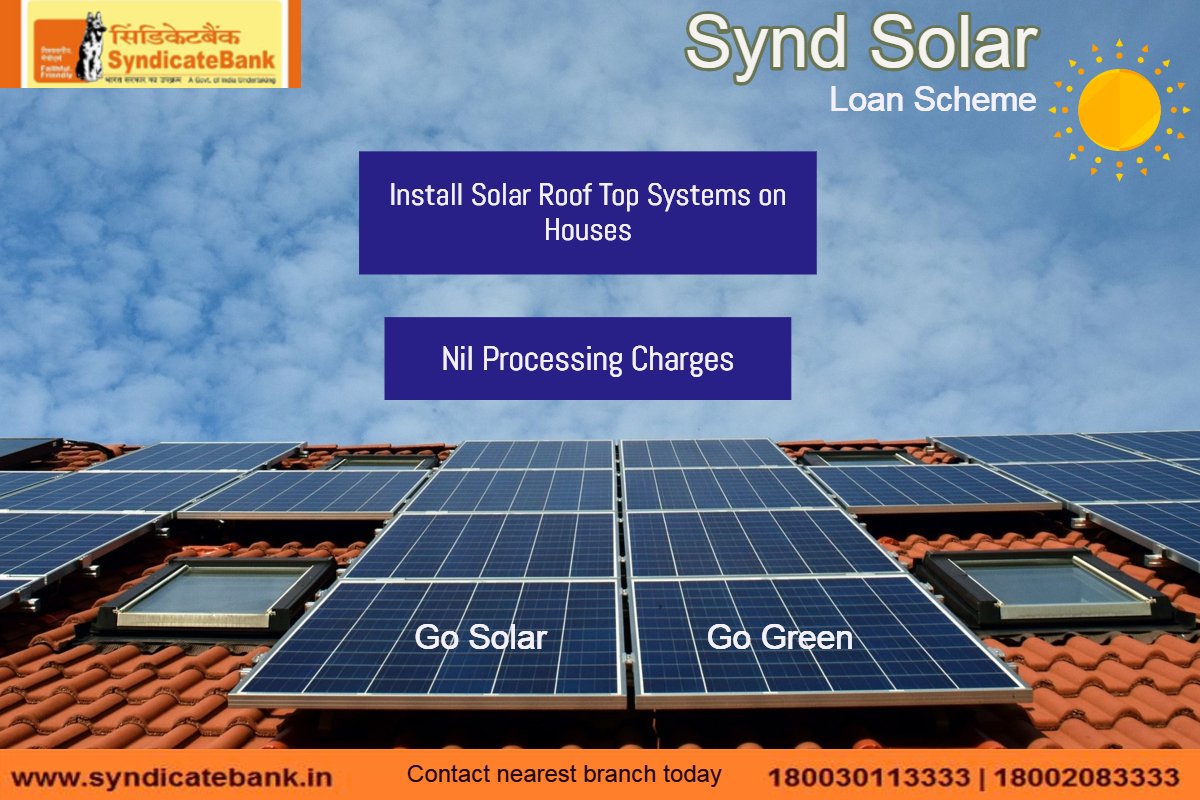 syndicatebank's tweet photo. #SyndSolar #LoanScheme
#Install Solar Roof Top Systems on Houses
#LoanQuantum upto 3.75 Lac
#EasyDocumentation
#QuickProcessing
#SyndicateBank

*T&amp;Cs apply

Know more-
https://t.co/8xb3NnZr1A

Apply Online- https://t.co/svXqTpIzxp https://t.co/dsBMazpfh0