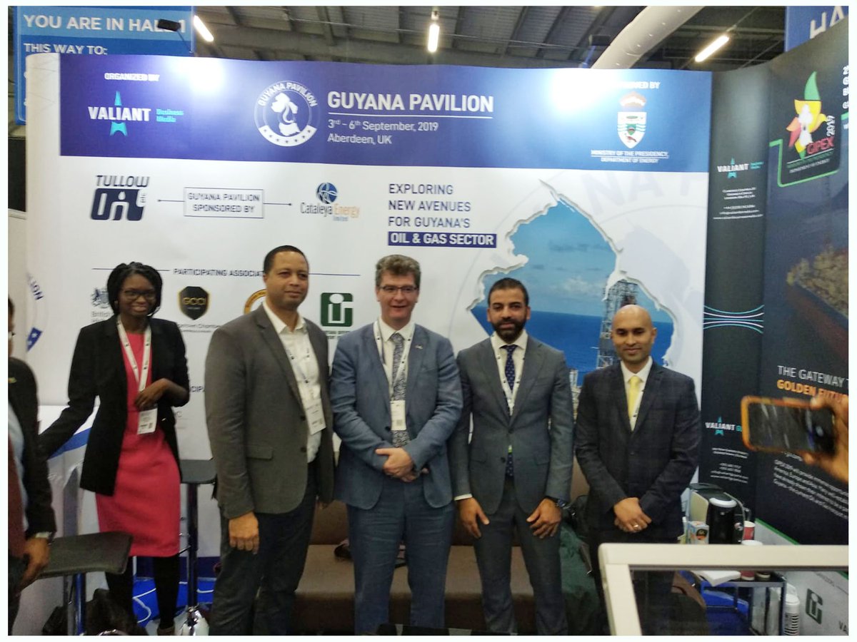 ValiantBMedia's tweet photo. Team Valiant is hosting the Guyana Pavilion at SPE Offshore Europe. Please visit us at booth 1AF51 to meet the top stakeholders of Guyanese oil & gas industry and get a rundown on numerous opportunities in #Guyana's offshore.
@SPE_OE @GREGQUINNFCO #OE19 #GIPEX #GOINVEST #GCCI https://t.co/Sftl5RlL1i