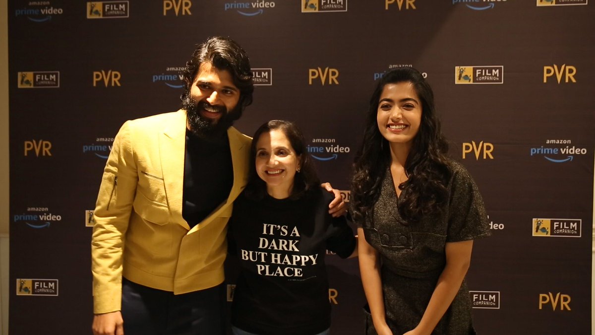 FilmCompanion's tweet photo. Snapshots from the second edition of PVR- #FCBlockbuster - We were joined by @TheDeverakonda and @iamRashmika with @PrimeVideoIN’s @vjsub for the screening of #DearComrade. Stay tuned for the next edition! @_PVRCinemas #DearComradeScreening https://t.co/CgimMP5fyo