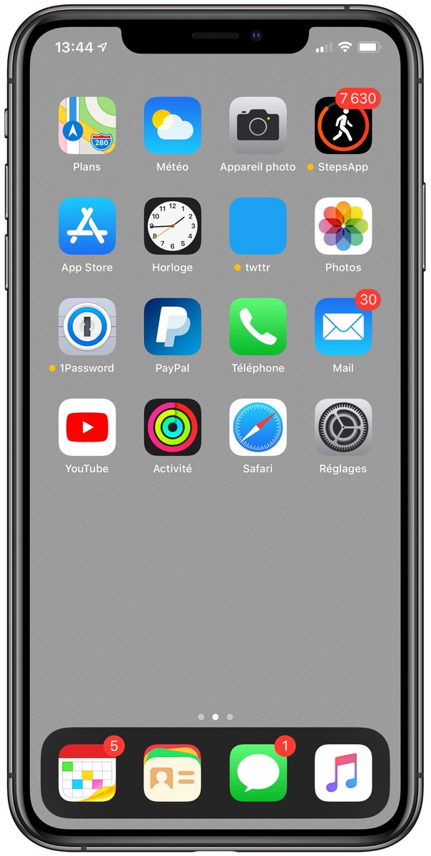 Zooropalg's tweet image. Dock noir aujourd’hui #mega #iPhoneXSMax #iOS131DevBeta2