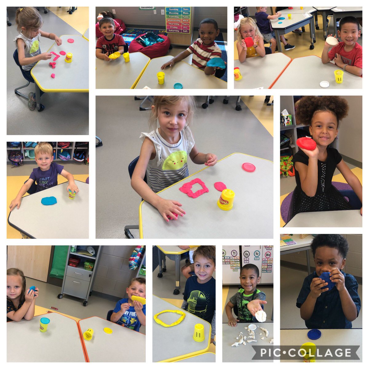 MsflickK's tweet photo. Exploring shapes with playdoh and chalk😊 #FBES #Kindergarten https://t.co/JwTfEDaCHp