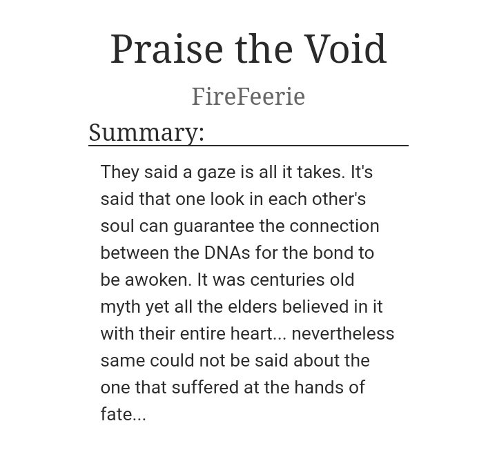 Praise the Void by FirefeerieAlpha JKOmega JMWC: 25KReview: Alpha JK is ordered to attack JM’s pack and kill Alpha Jimin but when JK reaches there, he finds his soulmate in JM. Now he's confused bc in their pack, an alpha can't be mated to an alpha.  https://archiveofourown.org/works/16093109/chapters/37585763#main