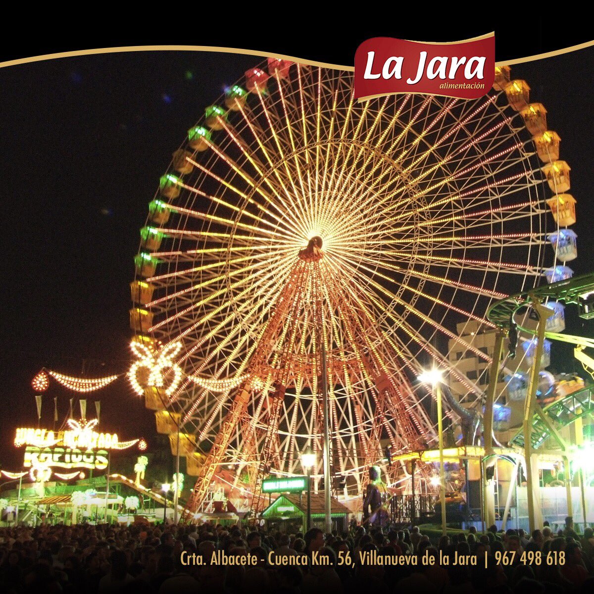 LA FERIA | Albacete

💃🕺¡Ya casi estamos #FeriaDeAlbacete2019!
Otro año más nos podréis encontrar en el #RecintoFerial y degustar nuestros mejores productos. 🥖🍗🍖🍻
🐖 ¡Éste año lo vais a gozar!

☎️ 967 498 618
🏢 Crta.Albacete - Cuenca km, 56, Villanueva de la Jara
