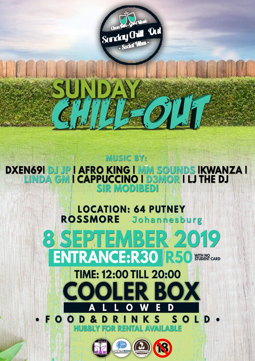 chill_sunday's tweet photo. #3daystogo

We're ready! The line up is ready! We're only 3 days away! 💃🏽💃🏽

We need this break after such a hectic week! After relaxing this Sunday, we'll try again Monday. 
#THULUBHEKE
#SundayChillOutturns1 https://t.co/kMHP6m2pG9