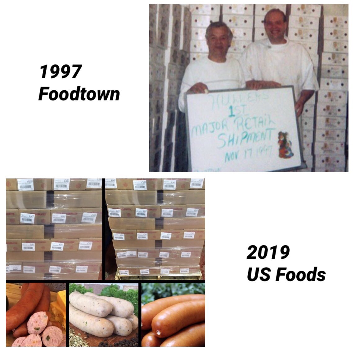 BFBratwurst's tweet photo. #ThrowbackThursday From our first retail shipment over 20 years ago, continuing our family tradition of authentic European style sausage!
#BlackForestBratwurst #Bratwurst #BestWurst #Hullers #FatherAndSon #USFoods #USFoodService #Foodtown #European #Sausage #Wurst https://t.co/sVvia8gSp9