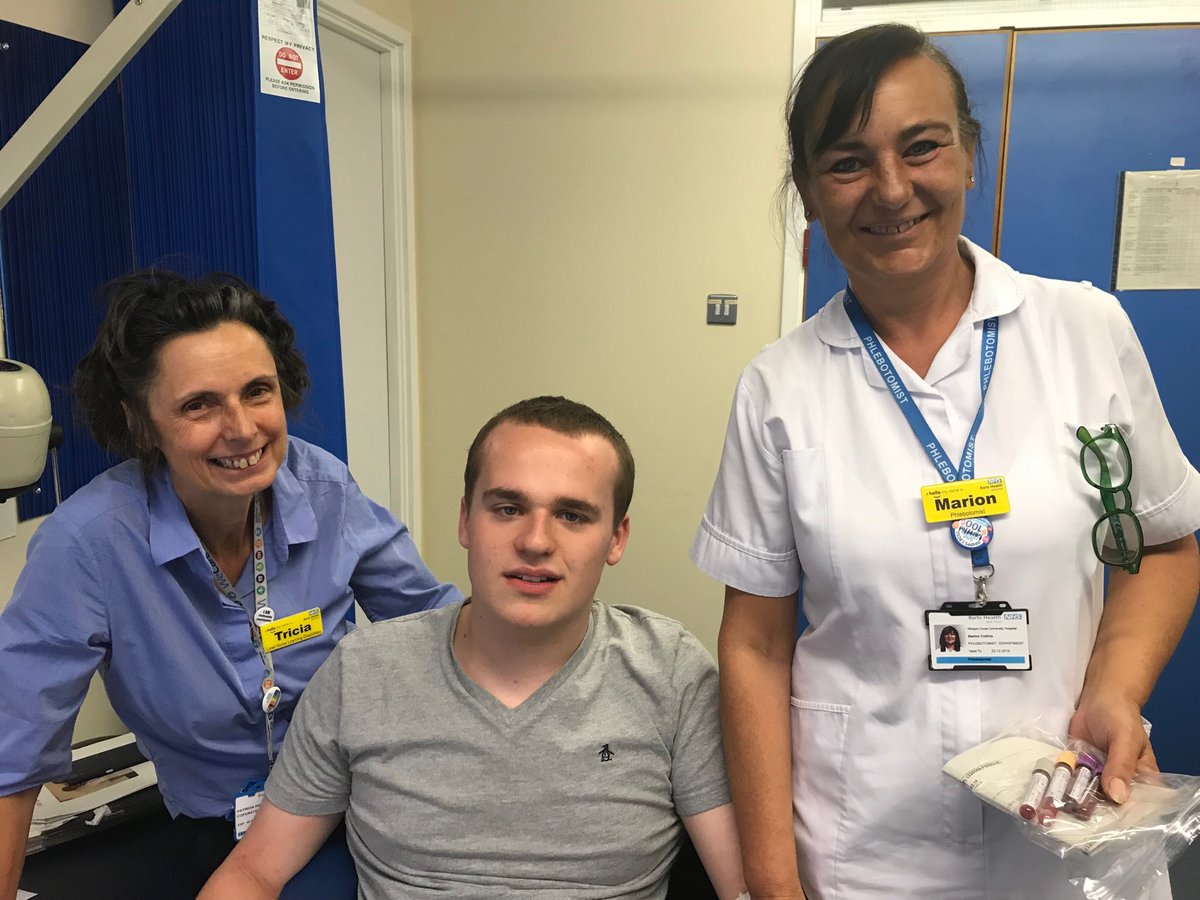 marybusk's tweet photo. Fantastic day today! After waiting 2 years Alex has had his blood test today at bespoke, caring person centredservice provided by ⁦@Triciahandley⁩ and colleagues ⁦@WhippsCrossHosp⁩ ⁦@NHSBartsHealth⁩ there’s a lot to learn and share here ⁦⁦@NHSEngland⁩ https://t.co/hpYVQNCBWU
