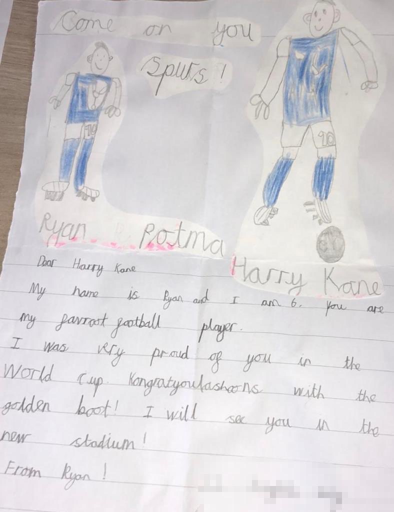 Hi Ryan thanks a lot for taking the time to send me a letter and the drawings! Pleased you enjoyed the World Cup and hopefully your parents will let you stay up to watch our Euro games! See you at the new stadium. Harry 