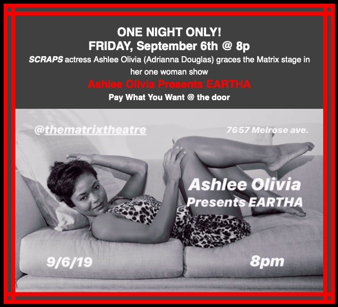 scrapstheplay's tweet photo. @scrapstheplay actress Ashlee Olivia blazes the stage as Eartha Kitt - One show only Friday, Sept. 8th @ 8p @ The Matrix - Donations at the door :) https://t.co/xefx8H6lWO
