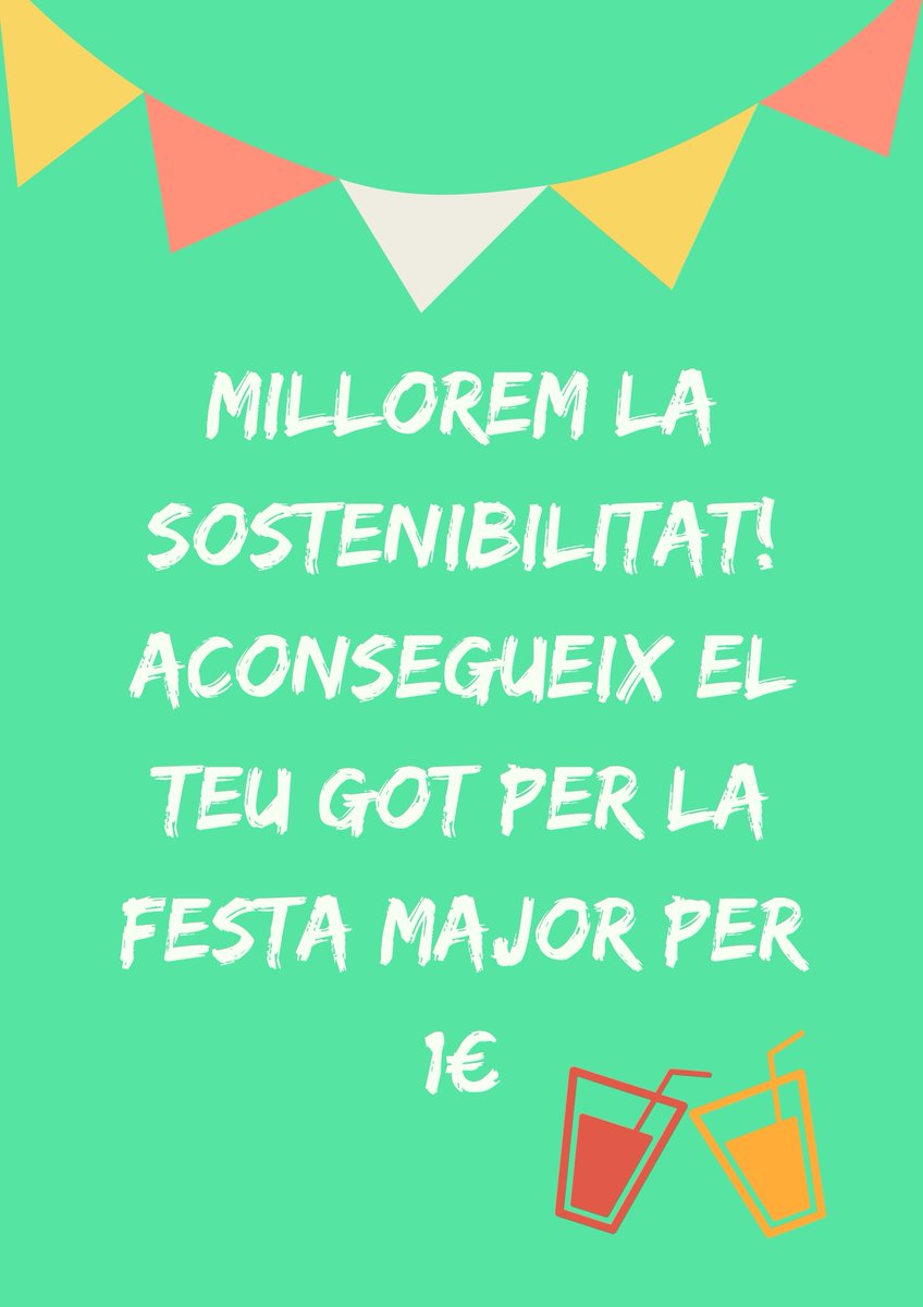 Notícia:

Aquest any la Festa Major del Poblenou només servirà en gots reutilitzables. Els podràs adquirir a qualsevol de les barres i pel mòdic preu d'1€ o bé et podràs endur un de casa!

Poblenou redueix residus!
#fmpoblenou19