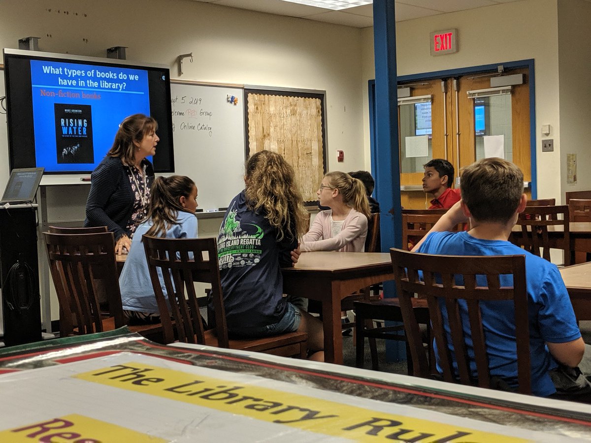 t10blaine's tweet photo. Media center orientation with the one and only Mrs. Aaronson. #wearechesternj @BlackRiverMS  @BRMS_Library #6thgrade https://t.co/Gbg9ejGow2