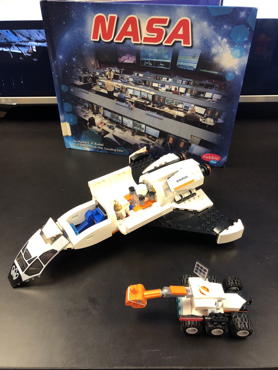 lsullivan's tweet photo. 1st grade student at Open House said he had a gift he built for Discovery Lab. Here it is! #rocket #rover #shuttle #LEGO #NASAExplorerSchoolSpirit #KWBPride @KwbVaughn https://t.co/8emh9ks25Y