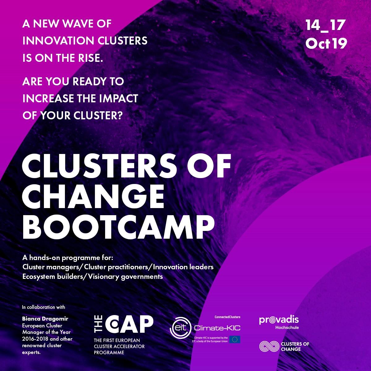 ClimateKIC's tweet photo. We're delighted to be supporting the #Cluster #Accelerator 4-day #bootcamp programme organised by @ProvadisSchool in #Frankfurt on 14-17 October. Applications are open until 15 September! Find out more: https://t.co/SoOSwMRZic #cleantech #ClustersofChange #ConnectedClusters https://t.co/B6VB06tzH4