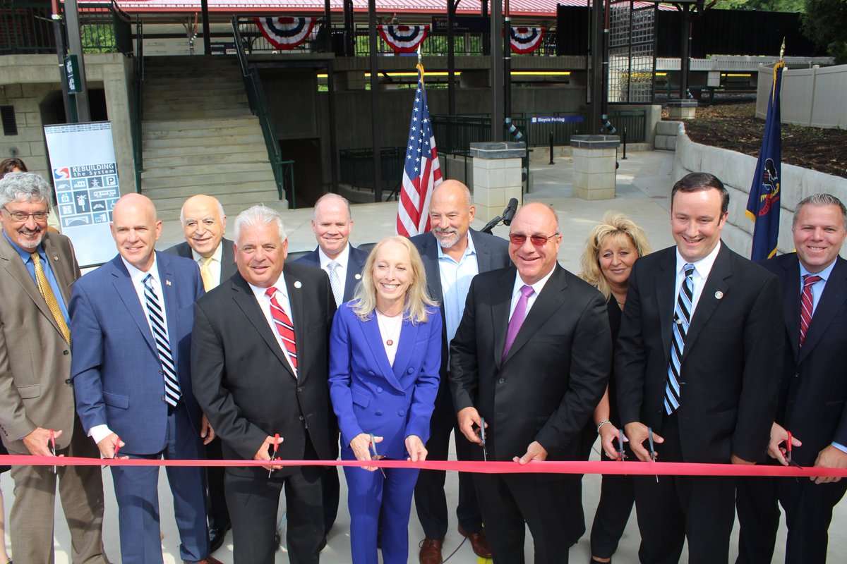SEPTANews's tweet photo. Today #SEPTA gathered with local officials and community members to celebrate the recently completed modernization of #Secane Station in @upperdarby           on the Media/Elwyn Regional Rail Line. https://t.co/yFiS4hnb52