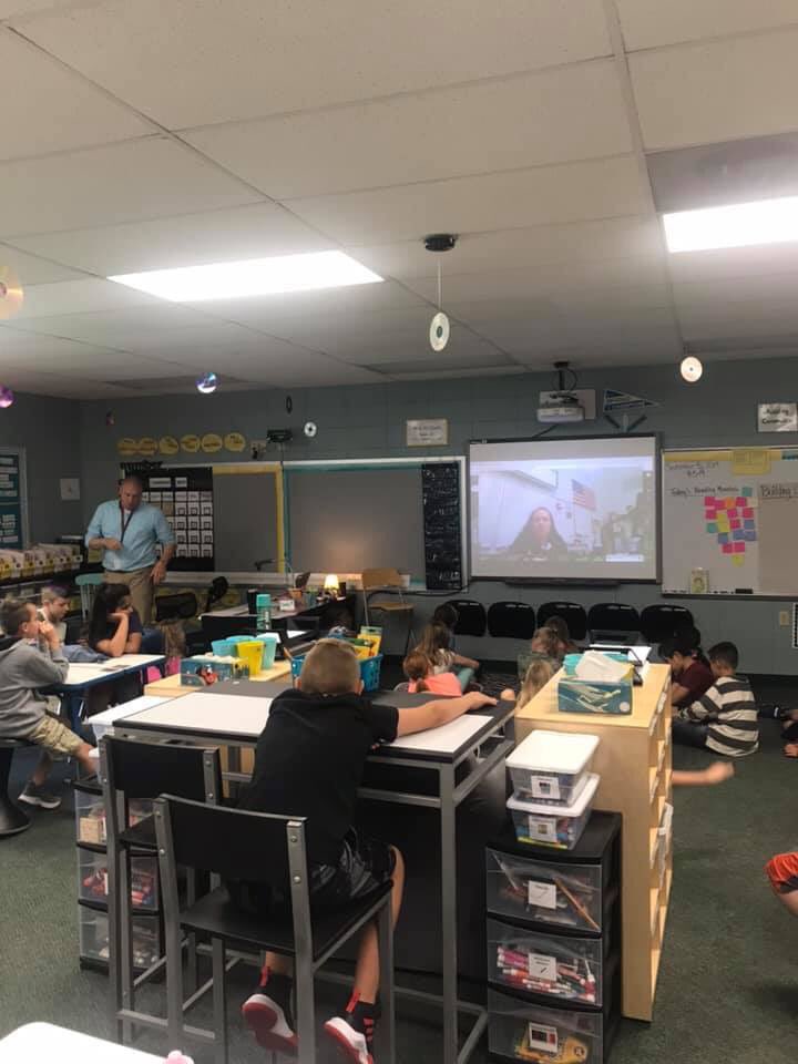 MP4teacher's tweet photo. S/O to my sister @love2camp4 for taking time to connect with our students today. A great way to kick off our year-long “Where in the World” social studies project. 🌎📚💻@caitlinemcclure @mpqripon @ChiltonHigh https://t.co/Pb0SKNiw5h