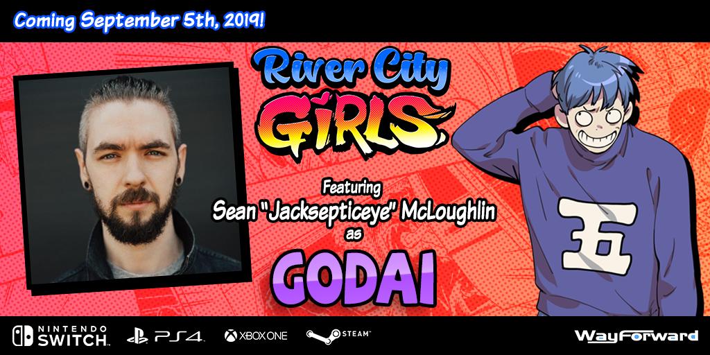 He's fun, he's lovable, he's Godai! 
So excited to be part of River City Girls and voice this wonderful character. Go find him in the game and send me clips and pics, it's out NOW
wayforward.com/rivercitygirls/