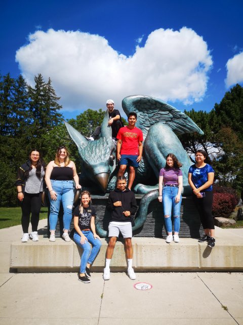 UofGStudentExp's tweet photo. Happy first day of classes! Did you know that itโs a #UofG tradition to touch the Gryphons beak for good luck?! #UofGOWeek19 https://t.co/hJ1kjsVzgl