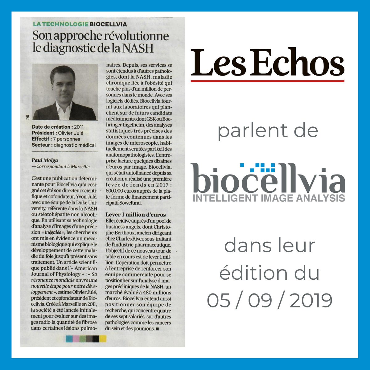 Biocellvia's tweet photo. @LesEchos parlent de nous ! Ils mettent en avant notre technologie et parlent de son succès mondial. Pour les #investisseurs intéressés, nous sommes toujours en levée de fonds. C'est ici que ça se passe : https://t.co/vjnfqfGfVF https://t.co/wxoOLrh0AM