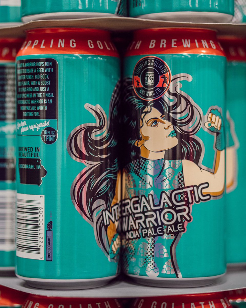 TGBrews's tweet photo. She's Back, She's Bold, She's in Cans!! 💪 Galaxy and Warrior hops join forces to create a beer with a bitter punch 👊 With a boost of citrus rind and just a kick of spiciness in the finish, #IntergalacticWarrior is an India Pale Ale worth fighting for! 🍻#ThirstyThursday https://t.co/tKTTxpPiB6