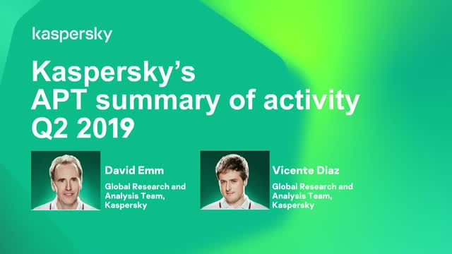 ukmethodmedia's tweet photo. Take a look back at APT activity for Q2, 2019. 
 In this recorded webinar, David Emm and Vicente Diaz look at what threat actors have been up to throughout the previous three months. https://t.co/2zcRUqLPNl https://t.co/GS98wceejW