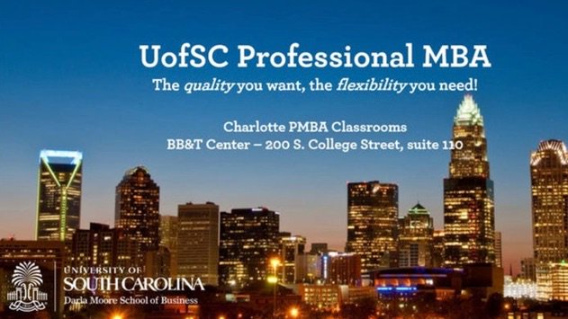 Want to earn your #MBA without interrupting your career? Attend a <a href="/UofSCPMBA/">UofSC Professional MBA</a> information session on Sept. 12, 12:30 p.m. at <a href="/CLTusa/">Charlotte NC</a>. Find out how our flexible, part-time Professional MBA program works with your busy schedule ➡️ bit.ly/2jXtNgV @MelissaN_PMBA #MoorePMBA