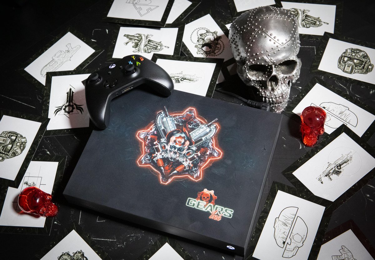 xboxuk's tweet photo. Wanna know how to get your hands on this #GearsInk Custom 1TB Xbox One X console?! 👀

Like, comment or RT ANY post using #GearsInk + it could be yours! 🏆

T&amp;C's ➡️ https://t.co/AmPGjduasp https://t.co/SyLjDgLH3d