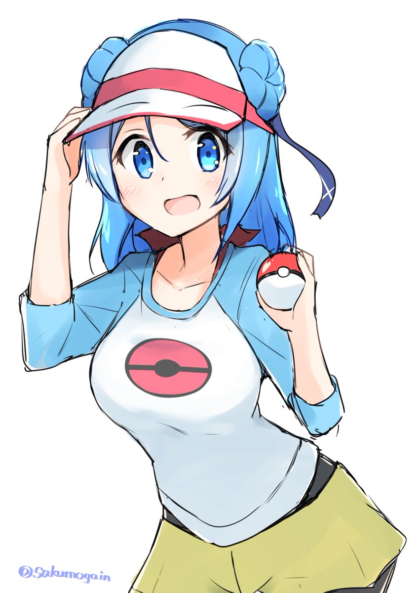rosa (pokemon) ,urakaze (kancolle) 1girl double bun cosplay solo hair bun poke ball poke ball (basic)  illustration images