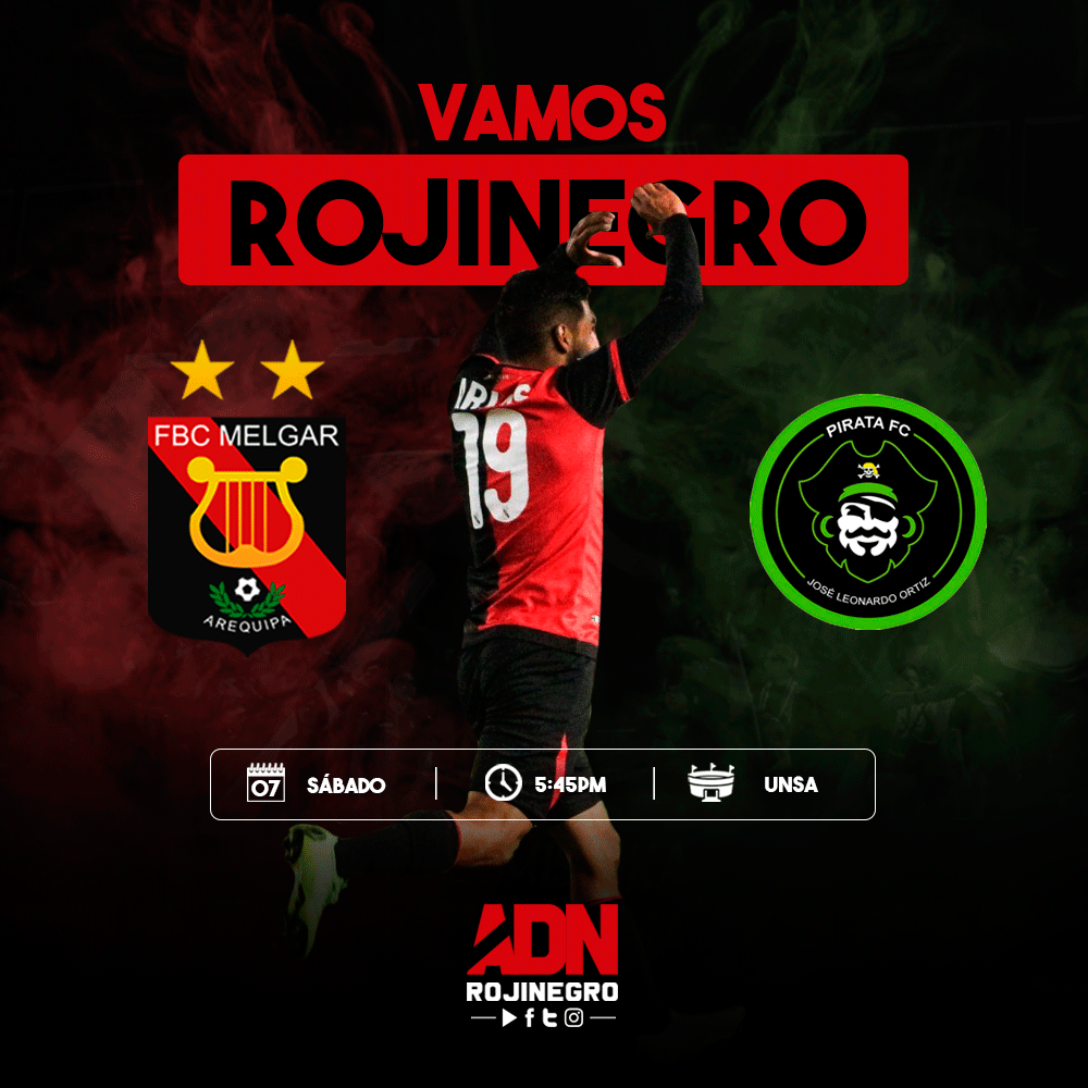 adnrojinegro20's tweet photo. Vamos Rojinegro 🔴⚫️
⚽️ #Melgar vs #PiratasFc
📆 Sábado 07 de Septiembre
⏰ 5:45pm / 🏟 Unsa
#Liga01 / #Clausura https://t.co/4bcJ8slasD