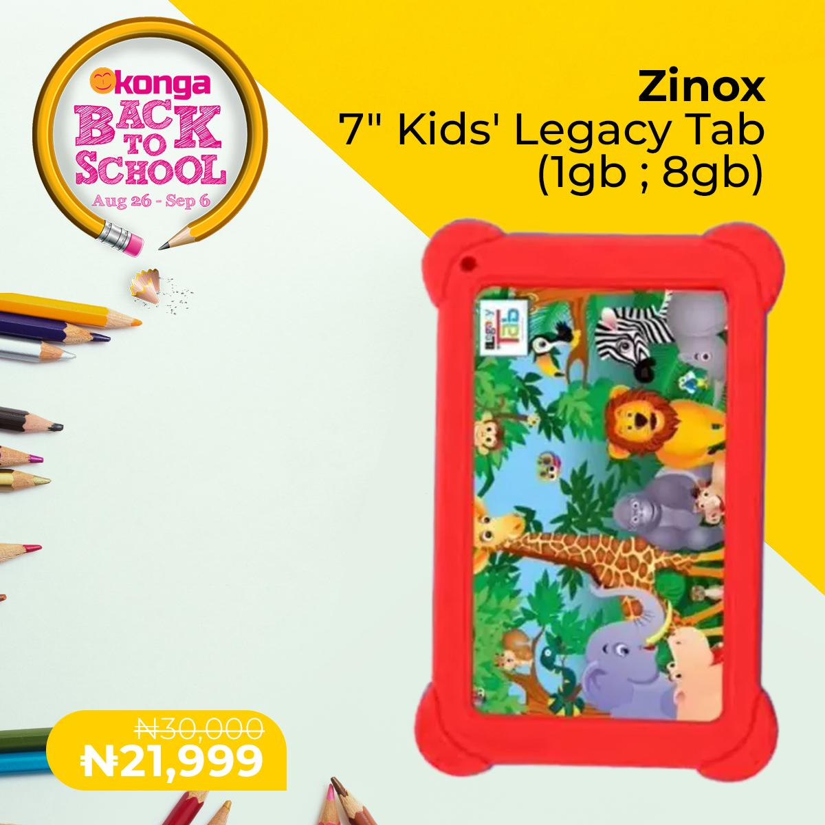 ShopKonga's tweet photo. Discover the remarkable skills and intelligence in your children with ZInox 'Kids Legacy Tab.
S๏ธhop Here ๐ https://t.co/jKIZ1hVoPL
#ShopKonga #BacktoSchoolewithKonga #BacktoSchool #Zinox #LegacyTab #Tablet #KidsFun. https://t.co/upvxGK5GNi