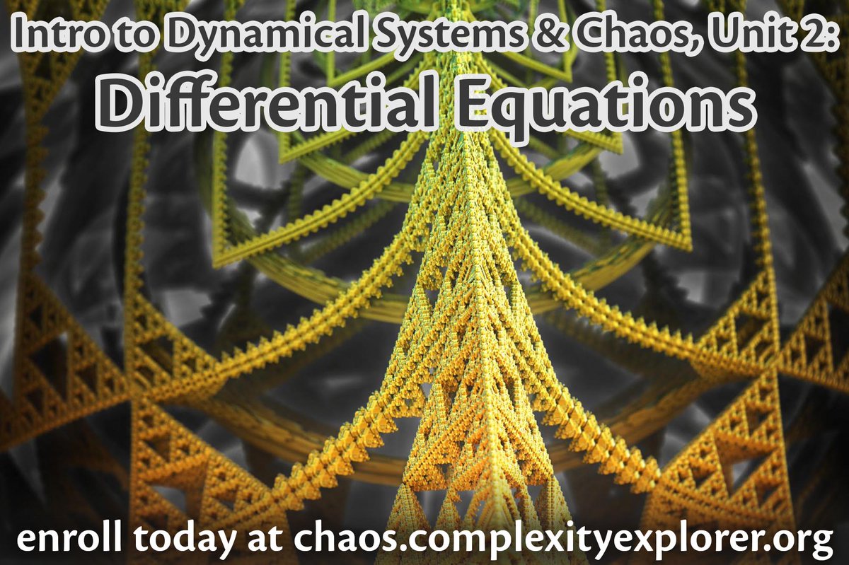 ComplexExplorer's tweet image. You live in an era of sweeping systems change; learn how to navigate it in our free, global, open-access course created by acclaimed professor @DavidFeldman.
“Intro to Dynamical #Systems & #Chaos” is open for enrollment now (course starts October 1st):
chaos.complexityexplorer.org