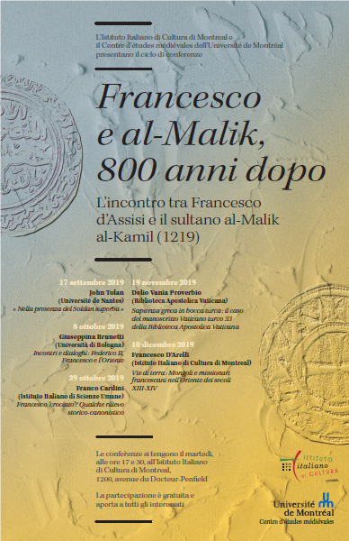 IPRA_eu's tweet photo. 17.09.2019 Participation de @JohnVTolan Jdans le cycle de conférences « Francesco e al-Malik, 800 anni dopo » à Montréal avec @IICMontreal. https://t.co/rITmFZocYS https://t.co/GshnnJMfev