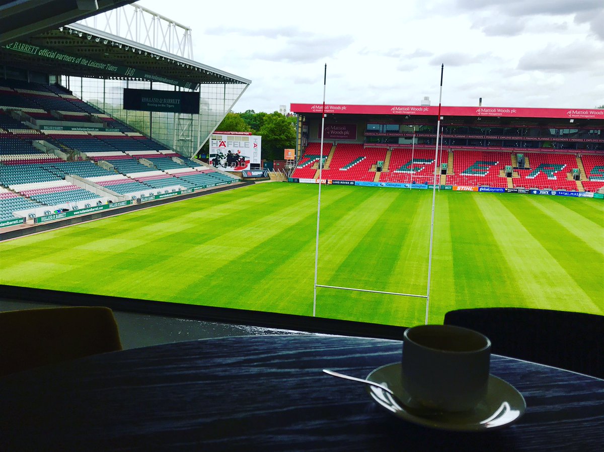 Nima_Suchak's tweet photo. Admiring the brand new pitch @LeicesterTigers #Superbox #meetingroomwithaview #rugbyseason #Rugby #leicestertigers https://t.co/V3eyXTaMLy