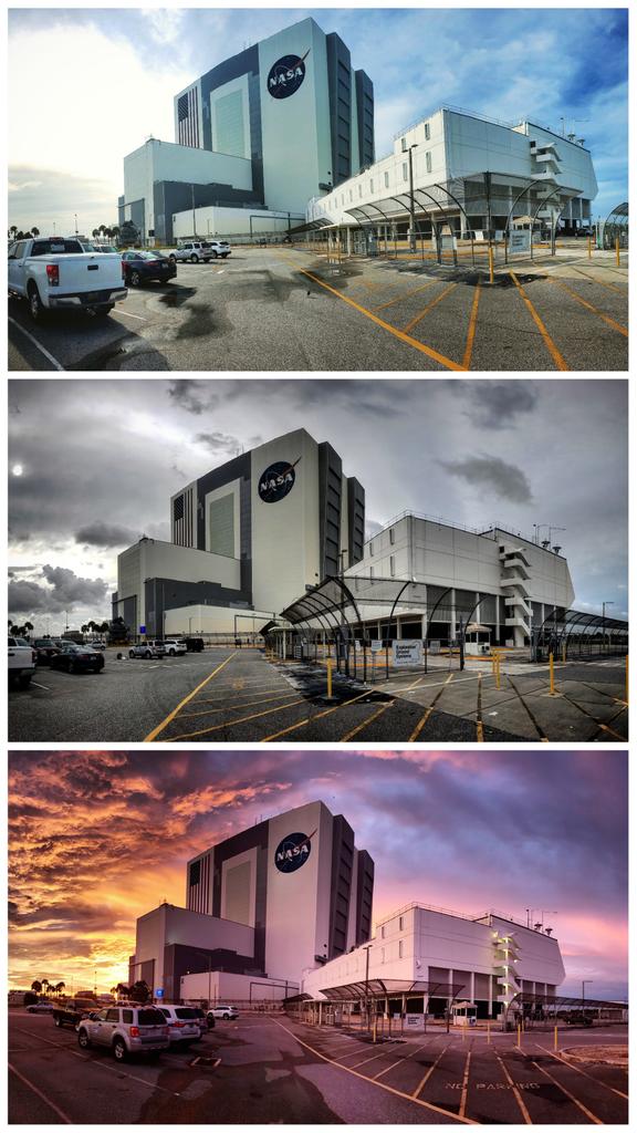 Dustin_NASA's tweet photo. The #VAB and #LCC before, during, and after #HurricaneDorian @NASAKennedy @NASA #RideOutTeam https://t.co/DDsHJtRmwq