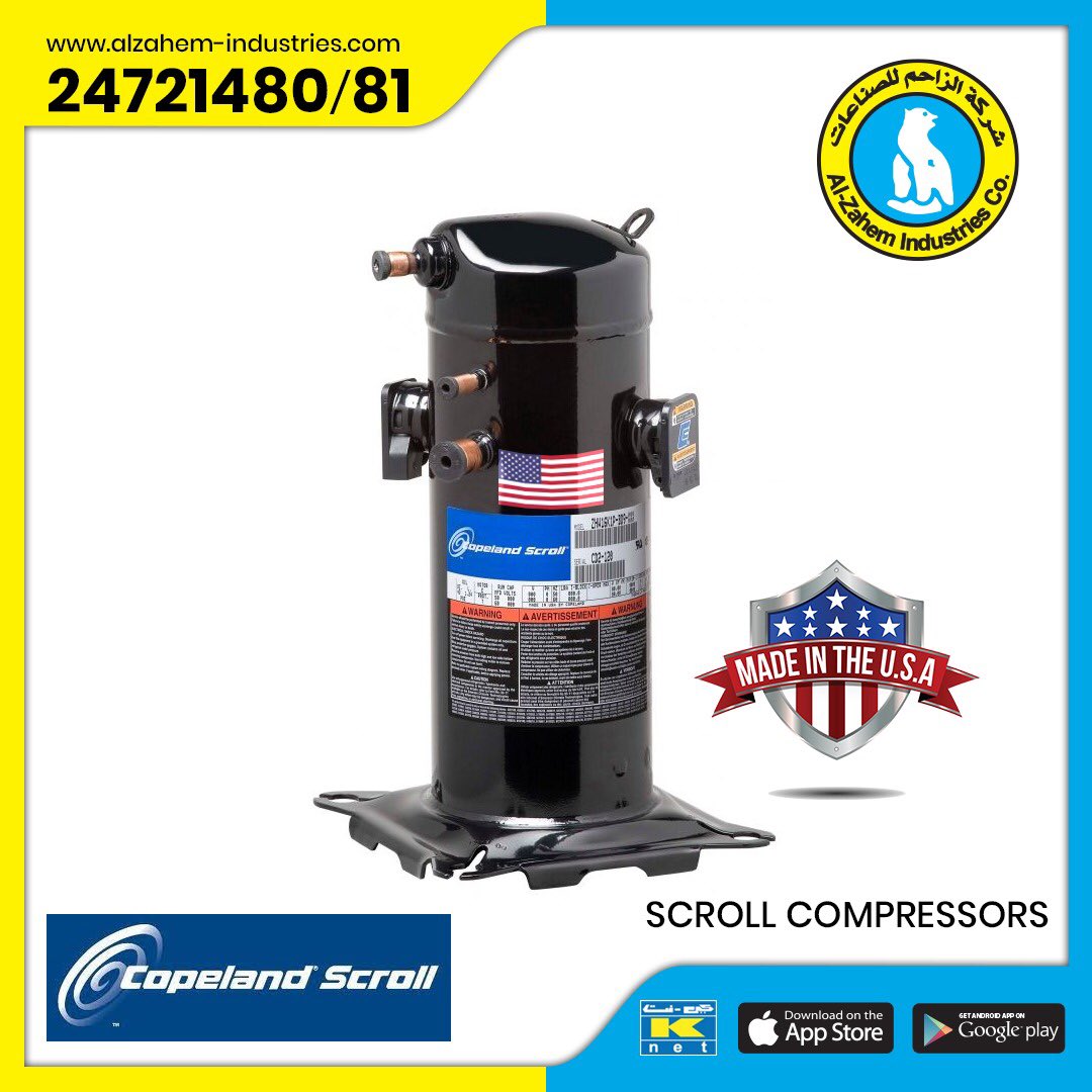 ZahemIndustries's tweet photo. Copeland Scroll compressors difference Made In 🇺🇸 &amp; 🇹🇭 
Available in our stores &amp; app! 
📲: https://t.co/wqCDQIqikH
#copelandcompressor #emersonfittipaldi #copeland #Emerson #kuwait #USA #Thailand #compressor #alzahem #الكويت_نيبال https://t.co/1cxMcRdjAF