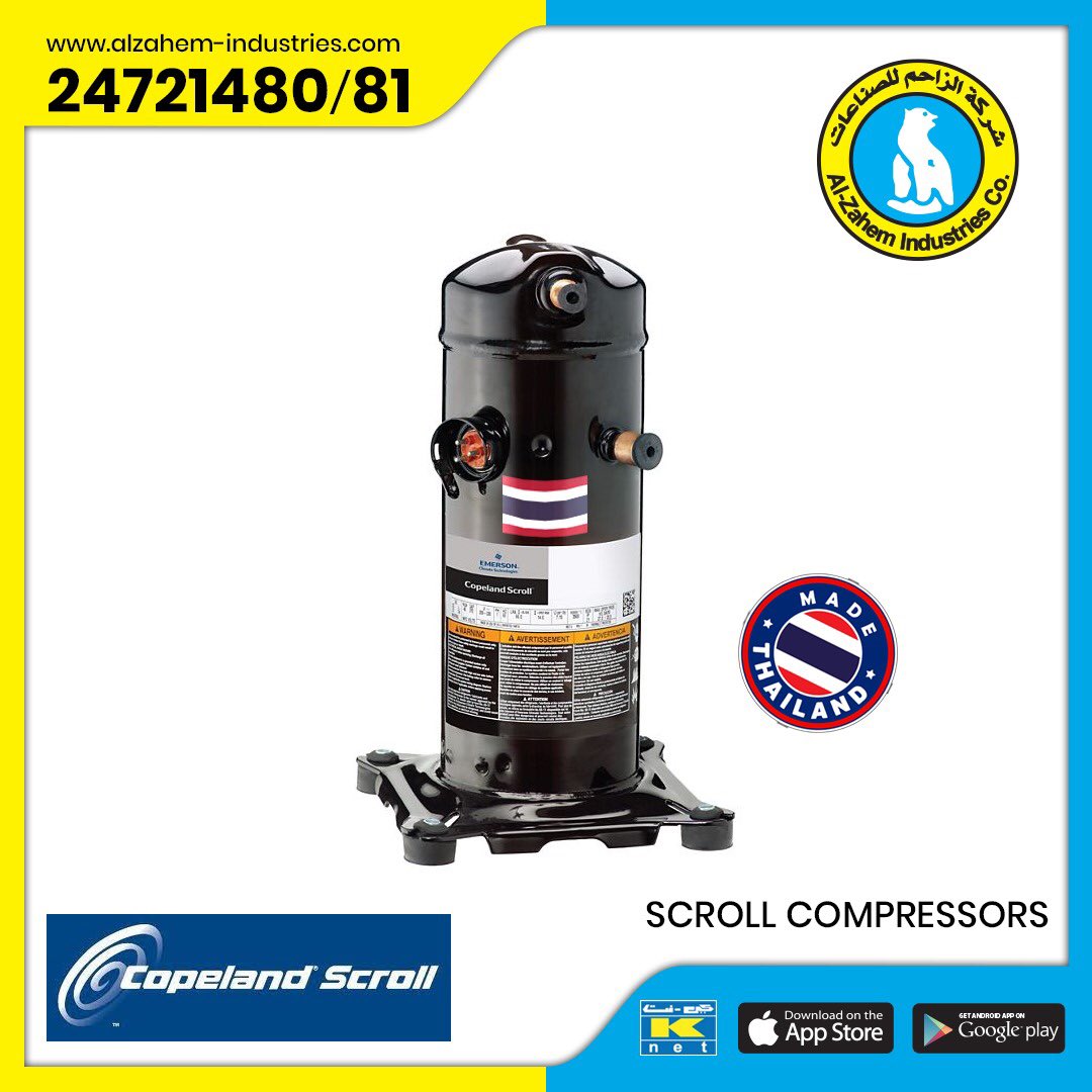 ZahemIndustries's tweet photo. Copeland Scroll compressors difference Made In 🇺🇸 &amp; 🇹🇭 
Available in our stores &amp; app! 
📲: https://t.co/wqCDQIqikH
#copelandcompressor #emersonfittipaldi #copeland #Emerson #kuwait #USA #Thailand #compressor #alzahem #الكويت_نيبال https://t.co/1cxMcRdjAF
