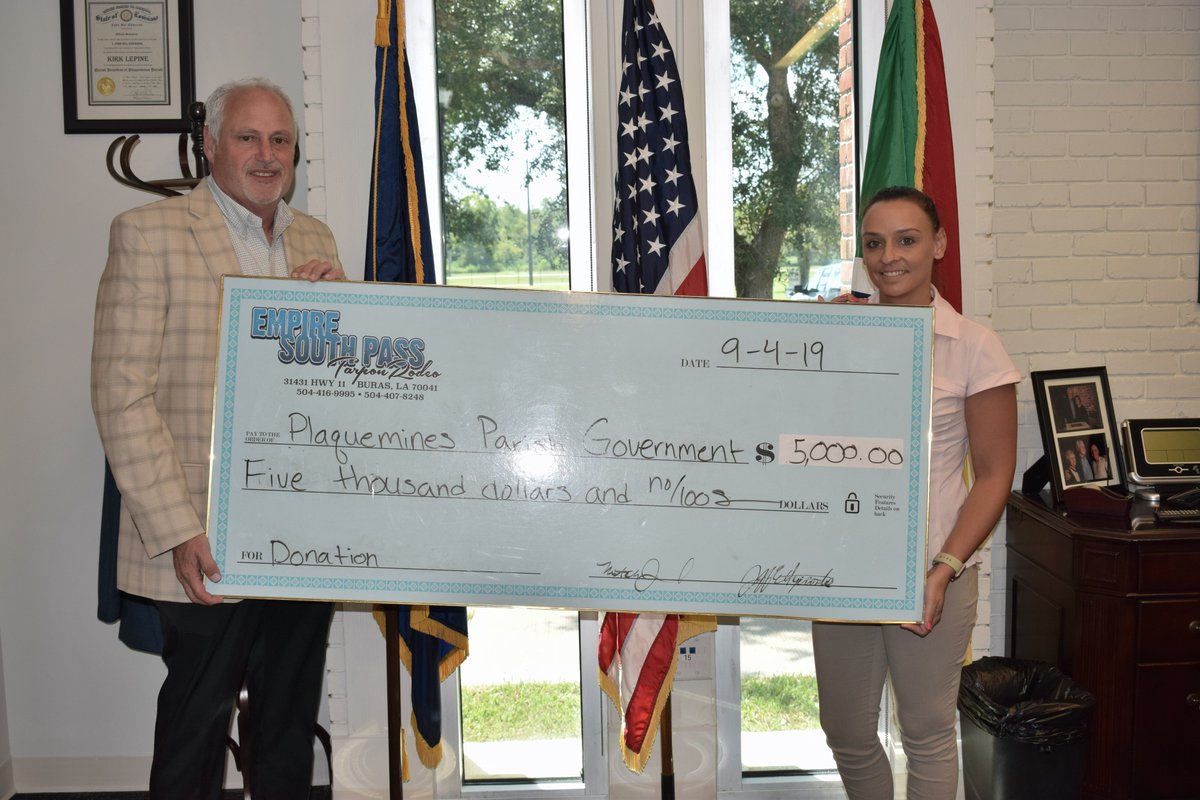 Plaquemines Parish on Twitter "Empire South Pass Tarpon Rodeo donation