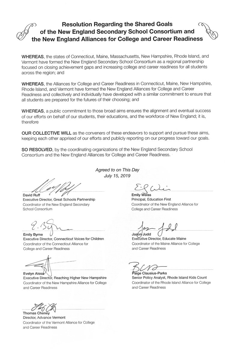 We are proud to unveil the Resolution Regarding the Shared Goals of the <a href="/newenglandssc/">NESSC</a> and the New England Alliances for College and Career Readiness. Read the full text and check out the signatories below. (1/3) greatschoolspartnership.org/resolution-sha…