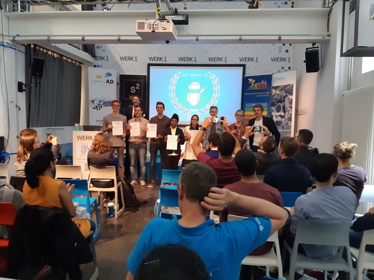 YoloArm connecting AI in a generic solution with an industrial robot arm wins this year's #IoTAI summer school! congrats! <a href="/TheFutureIoT/">Future-IoT</a> <a href="/Siemens/">Siemens</a>