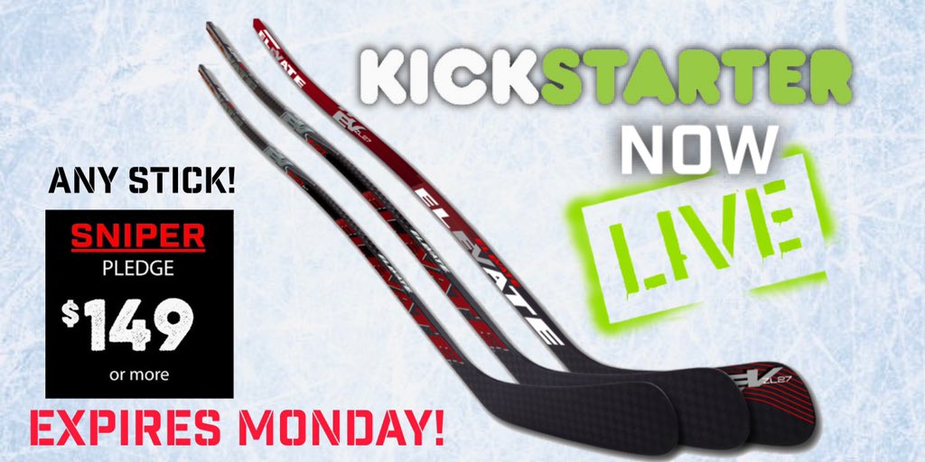 ElevateHockey's tweet photo. 🚨Our Kickstarter is LIVE!🚨
Super Early Bird specials running until Monday!
Any stick: $149!
Any 2 sticks: 249!
Click here: https://t.co/LopFTIytp8
#elevatehockey #elevatexl27 #kickstarter #hockeystick #hockey #bentisbetter #newtwig https://t.co/8Mt0fIgIFr