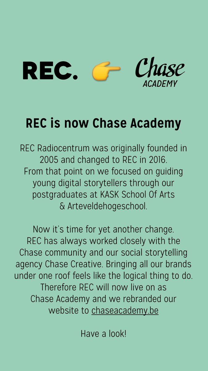 The future is bright!✨Out is REC. In comes Chase Academy!🎉