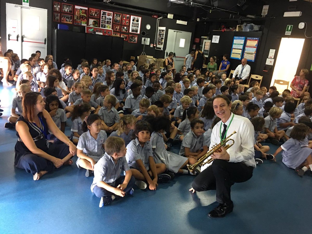 Helping kick off the new school year with music and smiles at the British International School Rome Italy. #vizzutti #trumpet #musiced