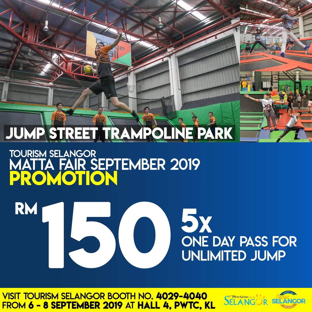 TourismSelangor's tweet photo. 📣 ATTENTION! 📣

MATTA Fair Sept 2019 starts tomorrow, 6 Sept until Sunday 8th Sept. You will only get special and amazing promotions during 3 days this weekend!

Visit our Tourism Selangor booth no. 4029-4040, Hall 4, PWTC to grab it!

See you there!

#MATTAFair2019

1/3... https://t.co/uVwfwD0tyv
