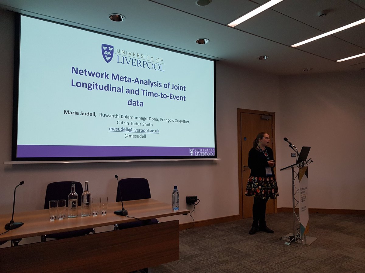 RSSMedSection's tweet image. The second speaker is @mesudell speaking about #Network Meta-Analysis of joint longitudinal and time-to-event data #RSSConf2019